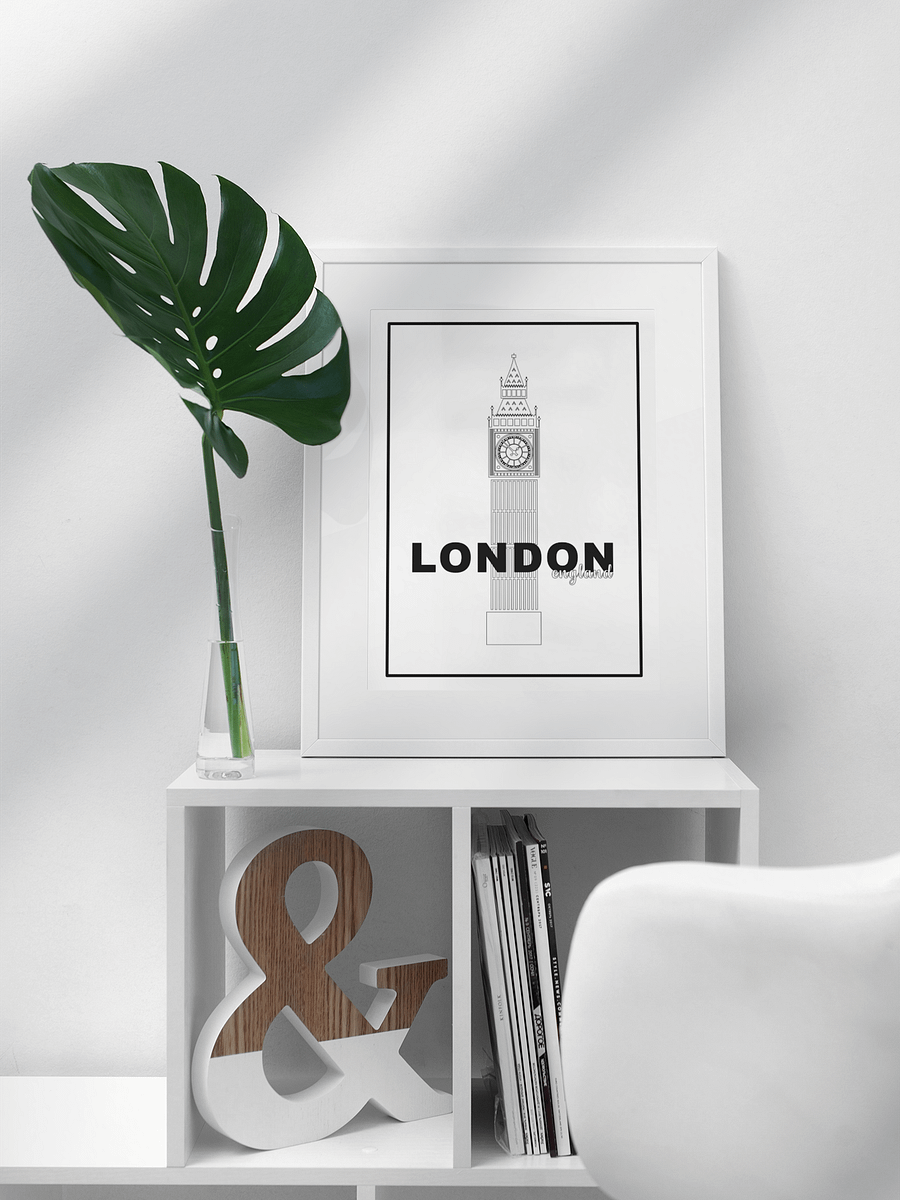 Big Ben Clock Tower Line Art Poster, London England Landmark Illustration, Classic Black and White Urban Decor, Chic Travel-Themed Art product image (3)