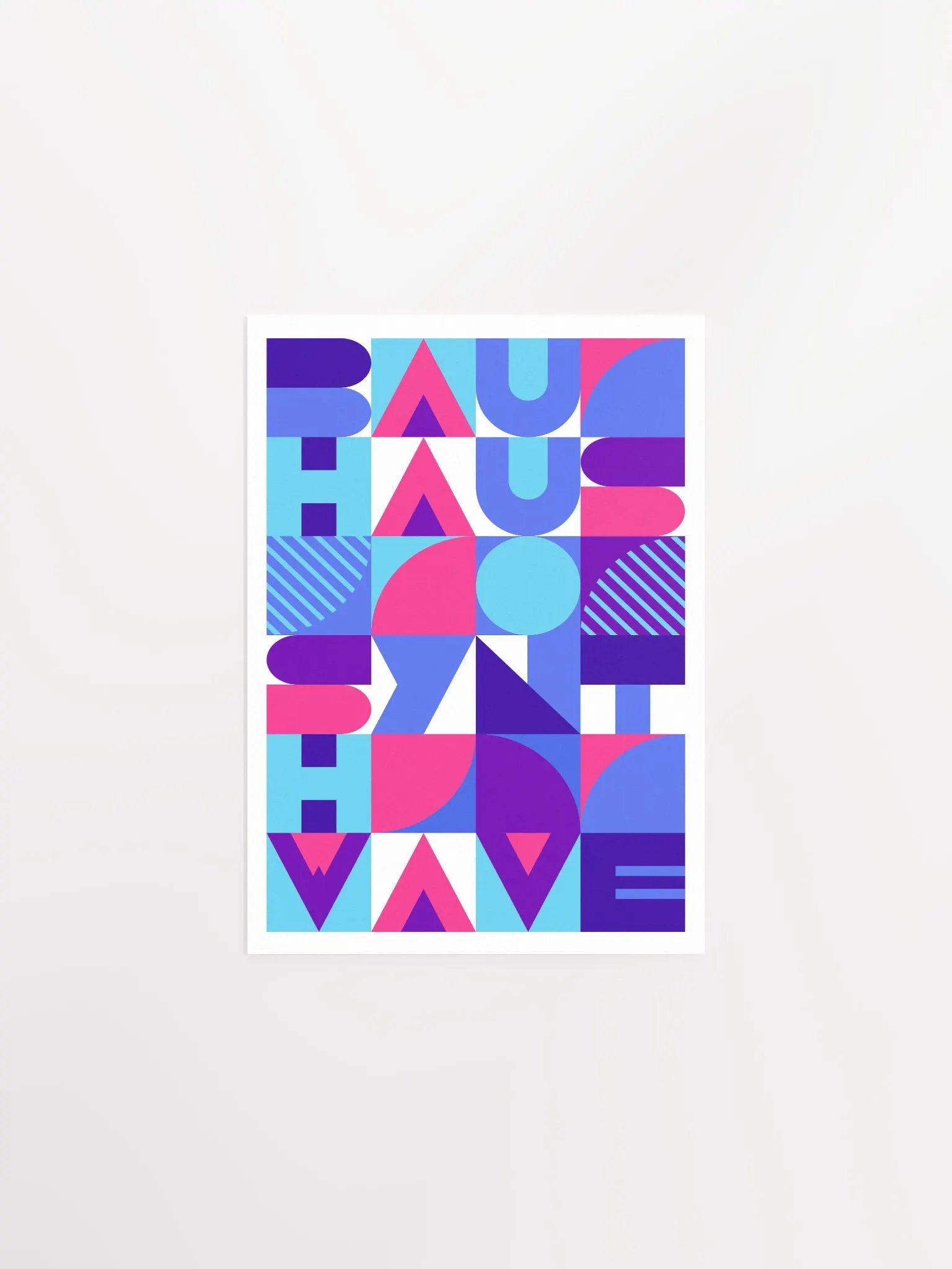 Bauhaus Synthwave #3 poster (pink-blue) — abstract poster, retrowave print, vaporwave geometric art, 1980s print, 1930s wall decor product image (6)