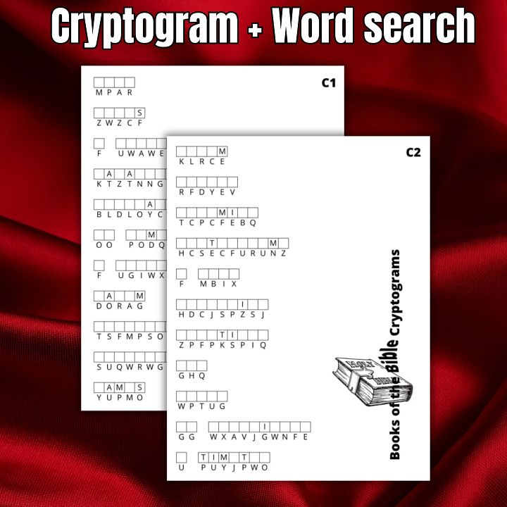 Cryptogram and wordsearch | Books of the bible cryptograms and word search. Printable bible games product image (2)