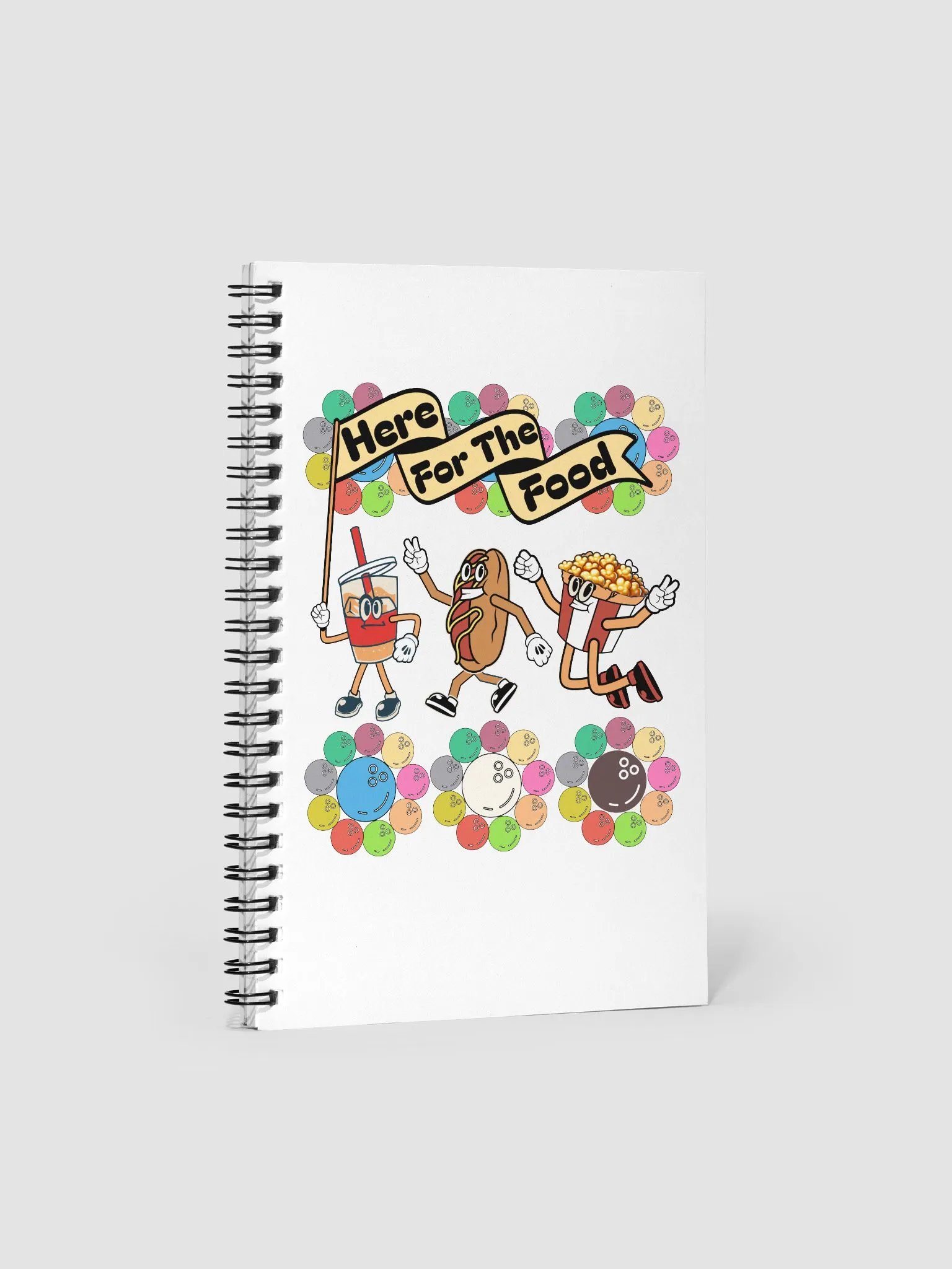 Here For The Food Bowling Foodie Fun Spiral Notebook product image (1)