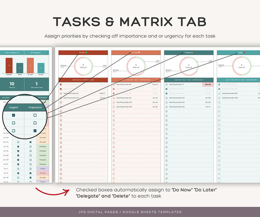 Priority Tracker Eisenhower Matrix, Google Sheets Template product image (4)