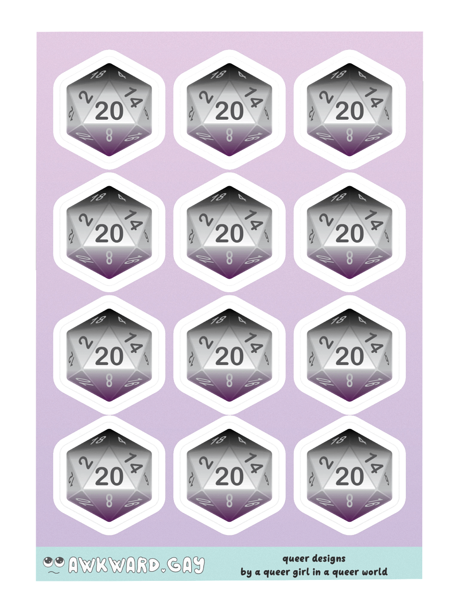 Asexual Pride D20 Sticker Sheet product image (3)