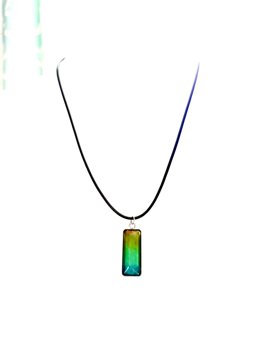 Electric Tide Pendant Necklace | Blue to Green Gradient | Rectangle Cabochon | Monique Faella Designs™ | MFD-00157 product image (3)