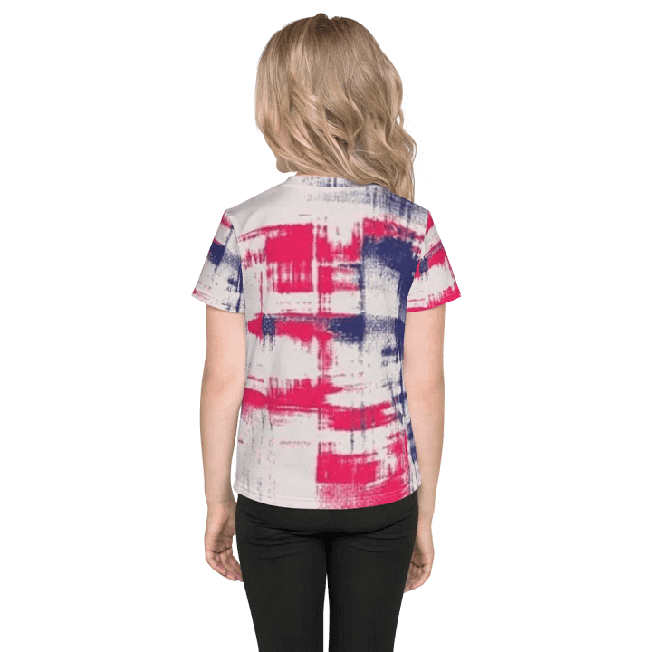 Kids Crew Neck T-Shirt Red Blue All-Over Print product image (2)