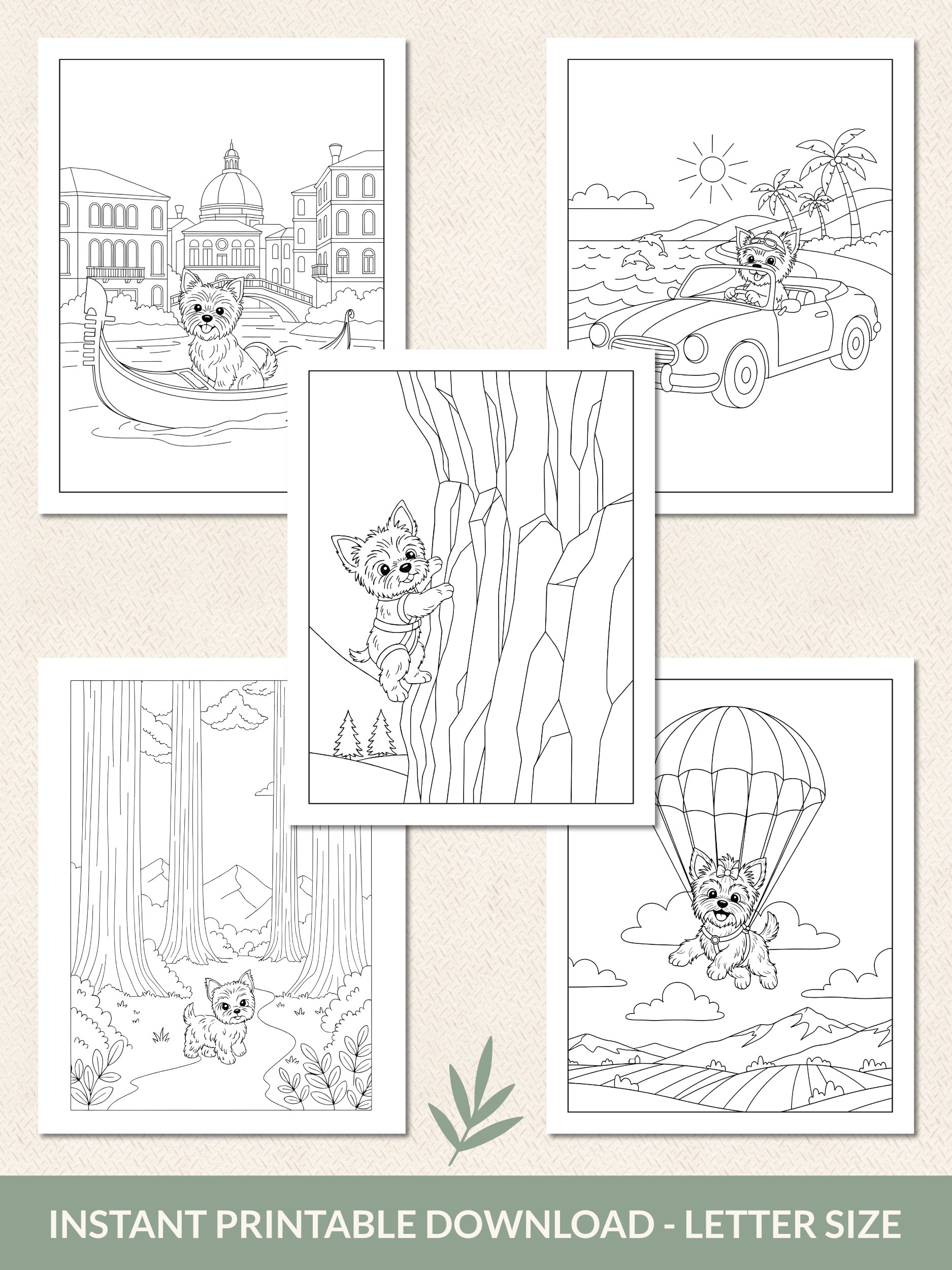 Printable Cute Yorkie Dog Fantasy Adventures Coloring Pages Volume 2 – 25 Fun Designs product image (3)
