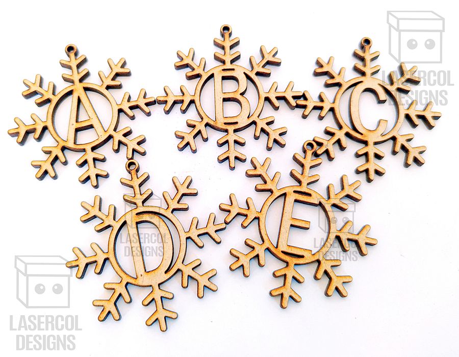 Monogram Snowflake Christmas Ornament - Laser Cut Files product image (7)