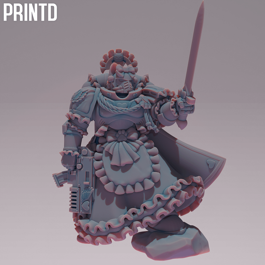 Maid Soldiers Leader Builder Kit - Grimdark Future Maid Space Warriors Multipart Resin Model Building Kit Meme Models product image (1)
