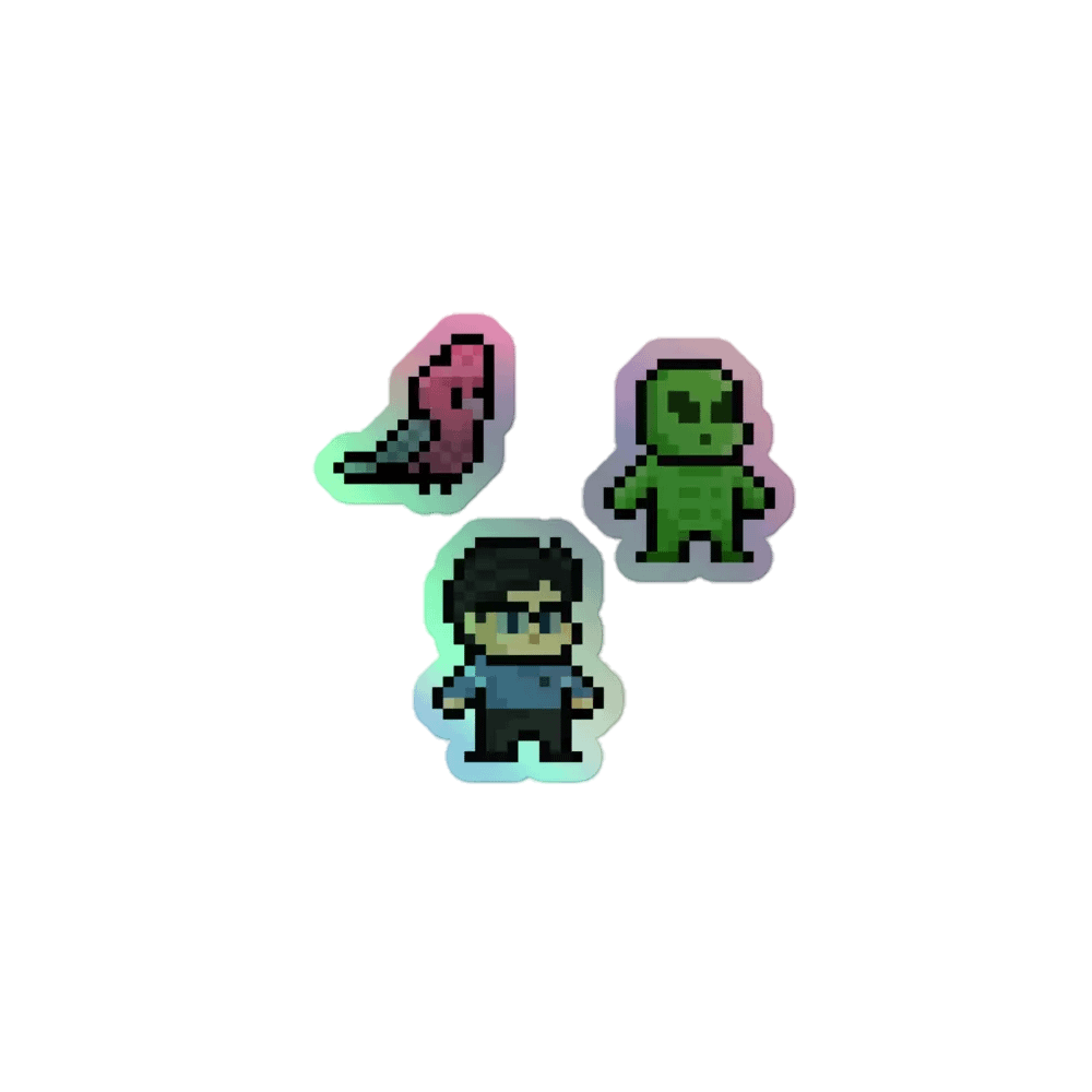 Pixel Art Trio Holographic Sticker Set product image (1)