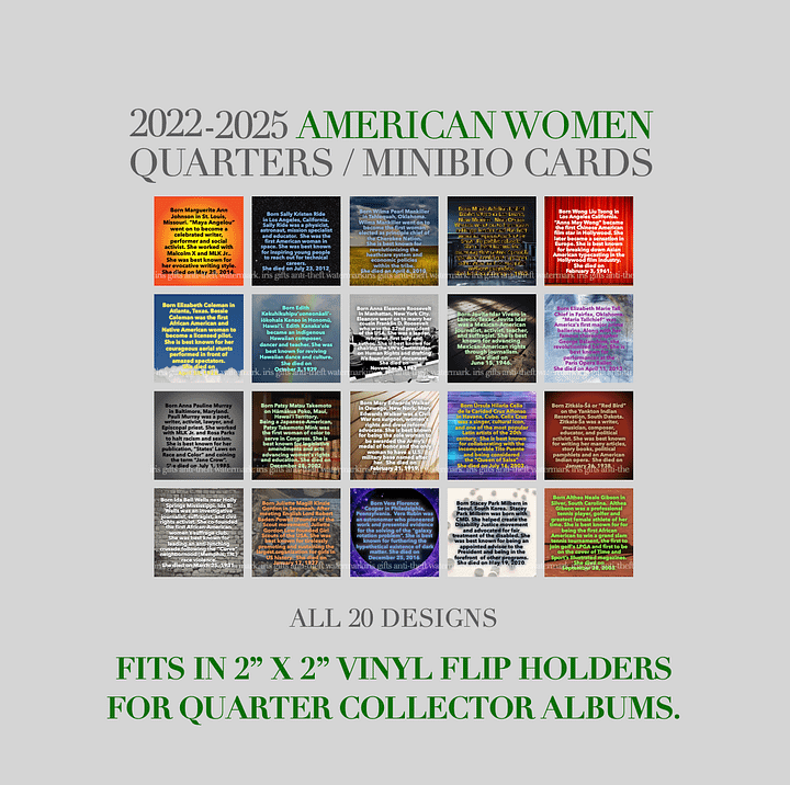 2022-2025 / American Women Quarters / Printable miniBIO Cards product image (1)