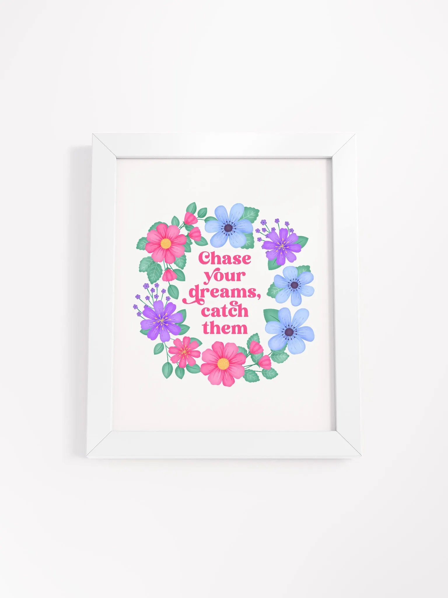 Chase your dreams catch them - Motivational Wall Art White product image (4)