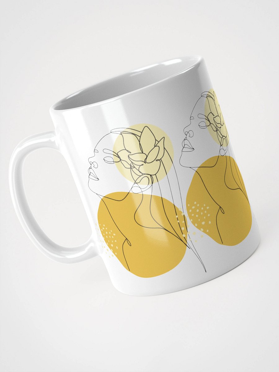 Mug Blanc Equilibre Femme Jaune Miel - Joie Rayonnante - Idée Cadeau Raffiné product image (3)