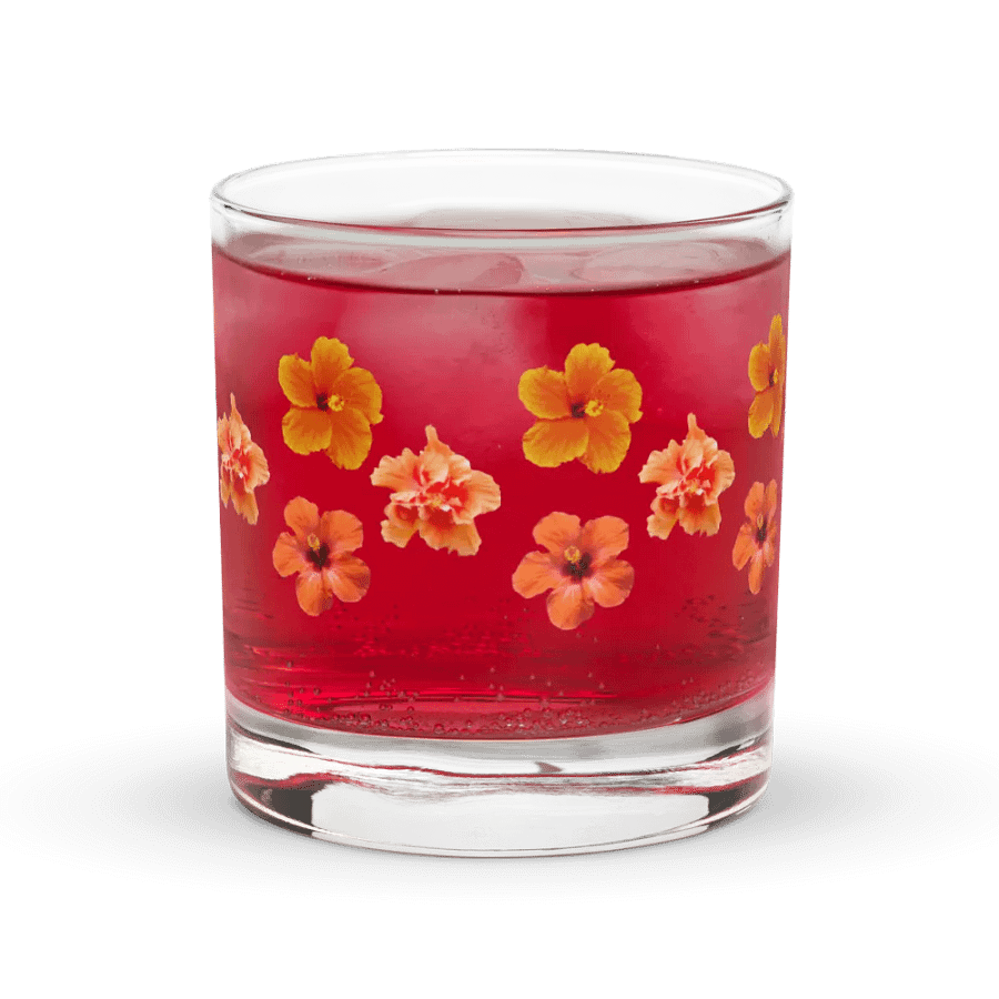 Orange Hibiscus Rocks Glass product image (1)