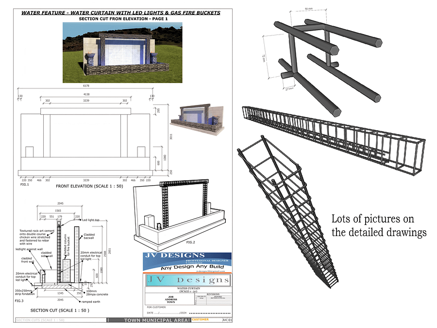 Detailed architectural plans to build your own water feature: 7 professionally designed scaled plans. product image (2)