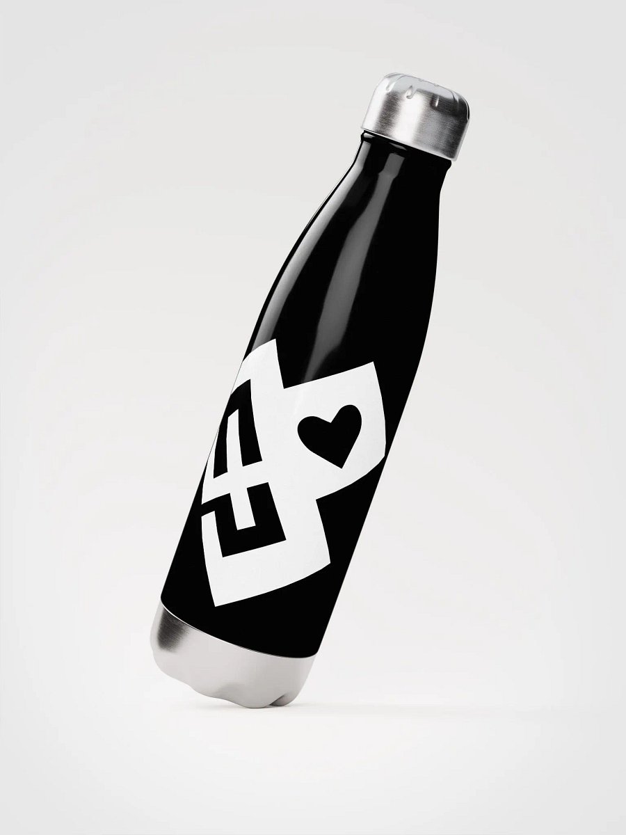 OptimusProcrastinus HeartChip Stainless Steel Water Bottle (White on Black) product image (2)