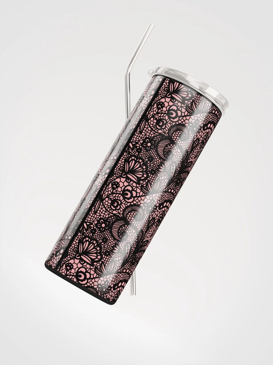 Charming Pink & Black Lace Stainless Steel Tumbler | Eco-Friendly Design product image (4)