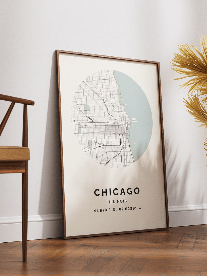 Chicago Street Map Poster – Beige Minimalist Circular City Art product image (2)