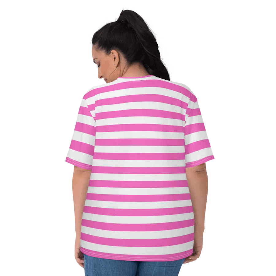 Whimsical Eyes Butterfly Women's Pink Stripped T-Shirt product image (6)