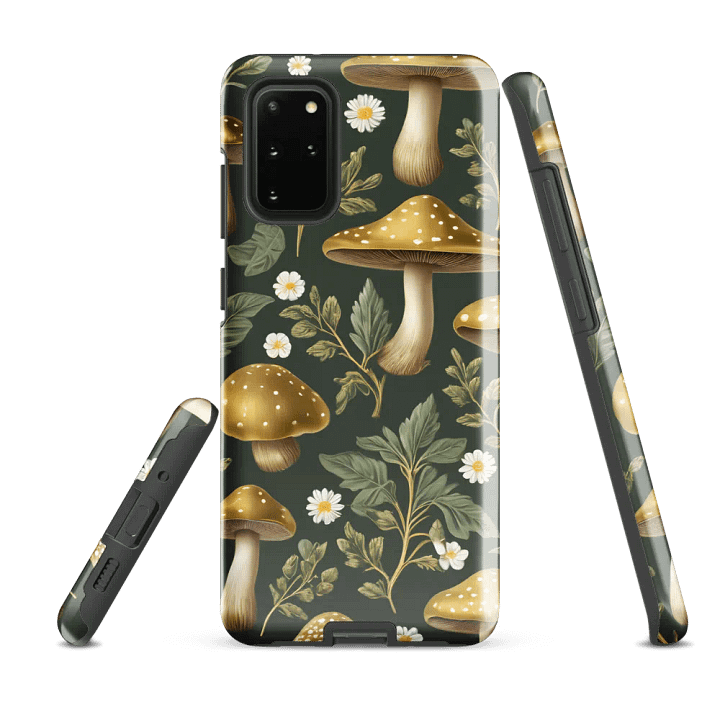 Tough Phone Case for Samsung® - Golden Mushrooms on a Dark Green Background product image (2)