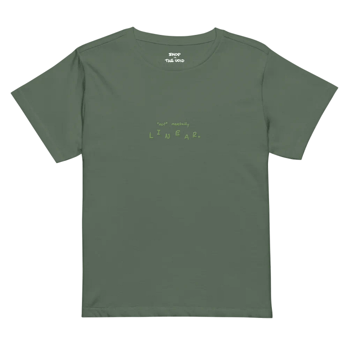 *not* mentally linear (monochrome green) embroidered waist length t-shirt product image (6)