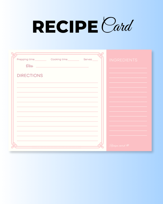 White Pink Vintage General Blank Recipe Card product image (1)