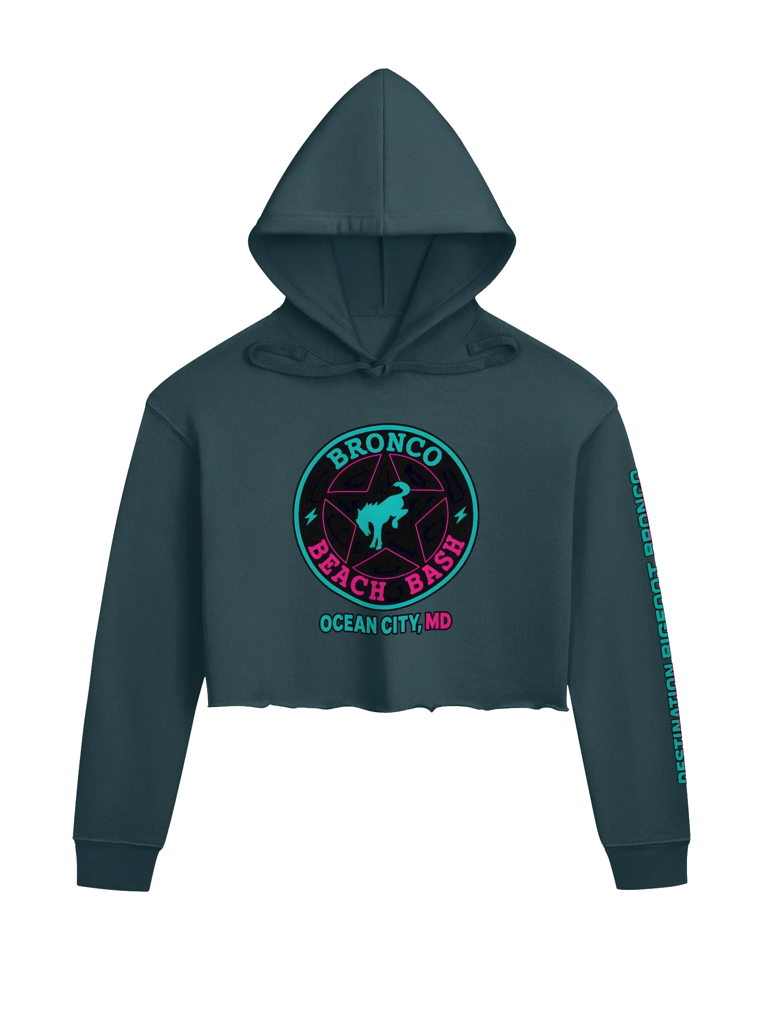 2025 Bronco Beach Bash Ocean City / Destination Bigfoot Bronco Collab | Bella+Canvas Fleece Women's Crop Hoodie (Multiple Colors Available) product image (2)