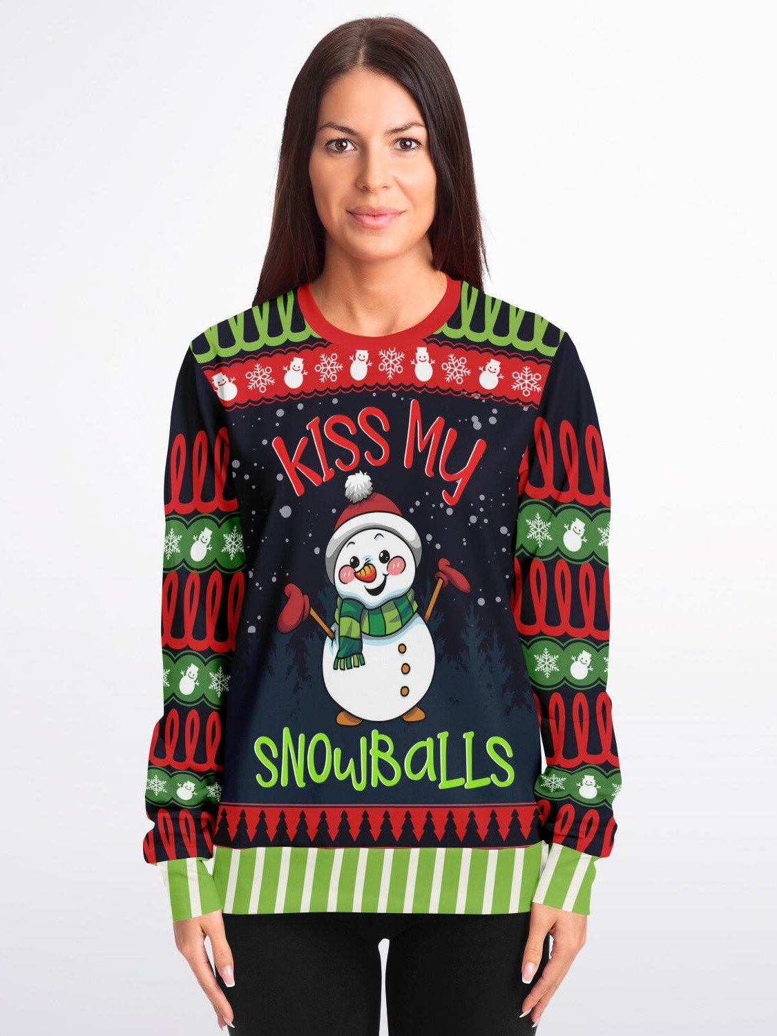 "Kiss My Snowballs" Funny Snowman Christmas Sweatshirt | Sassy Holiday Sweater | Winter Party Outfit product image (5)