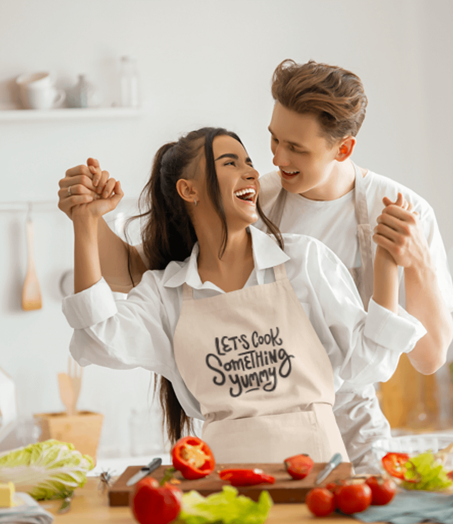 Let’s Cook Something Yummy Apron – Organic Cotton Kitchen Gift product image (1)