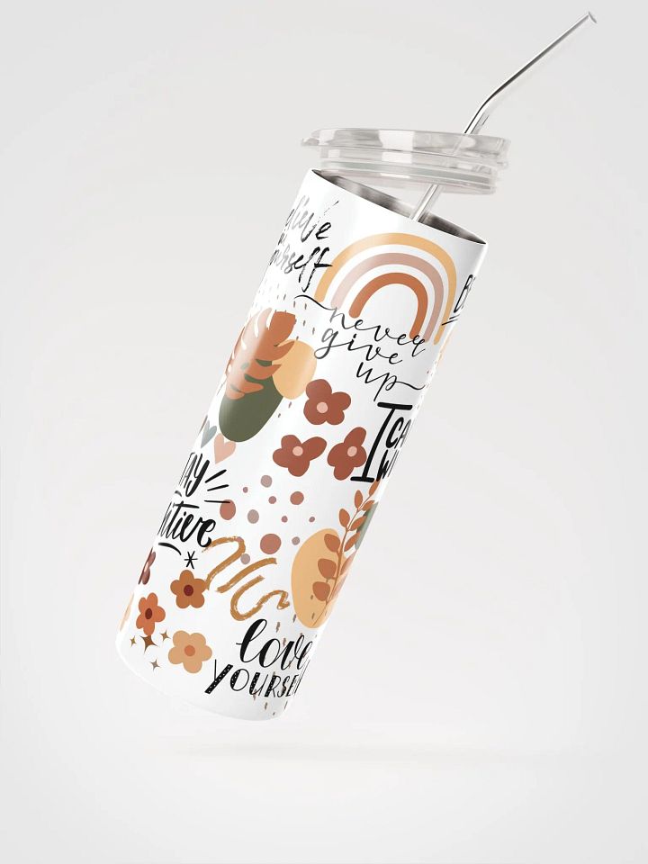 Stay Inspired - Motivational Stainless Steel Tumbler with Metal Straw product image (2)