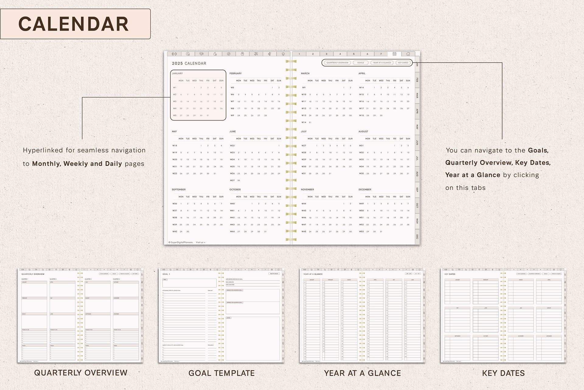 All-in-One 2025 Business Planner | Goodnotes Digital Planner | iPad Daily Journal for Weekly, Monthly, & Yearly Planning | Digital Calendar product image (3)