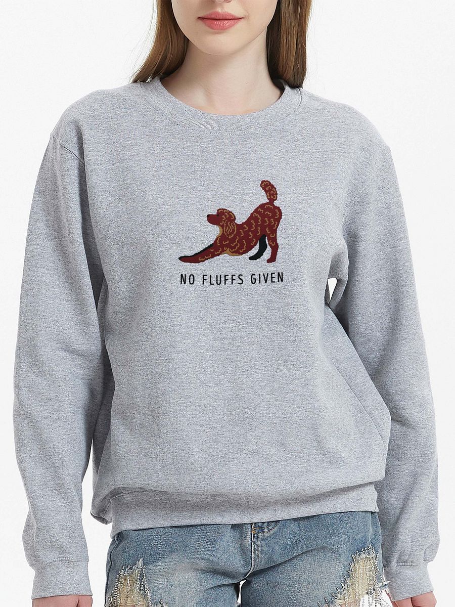 No Fluffs Given Sweatshirt (Embroidered) of a Standard Poodle(Chocolate 2) product image (2)