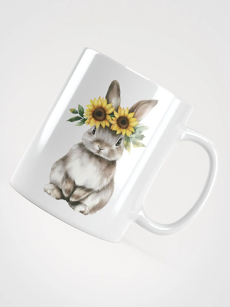 Sunflower Crowned Rabbit White Glossy Mug product image (10)