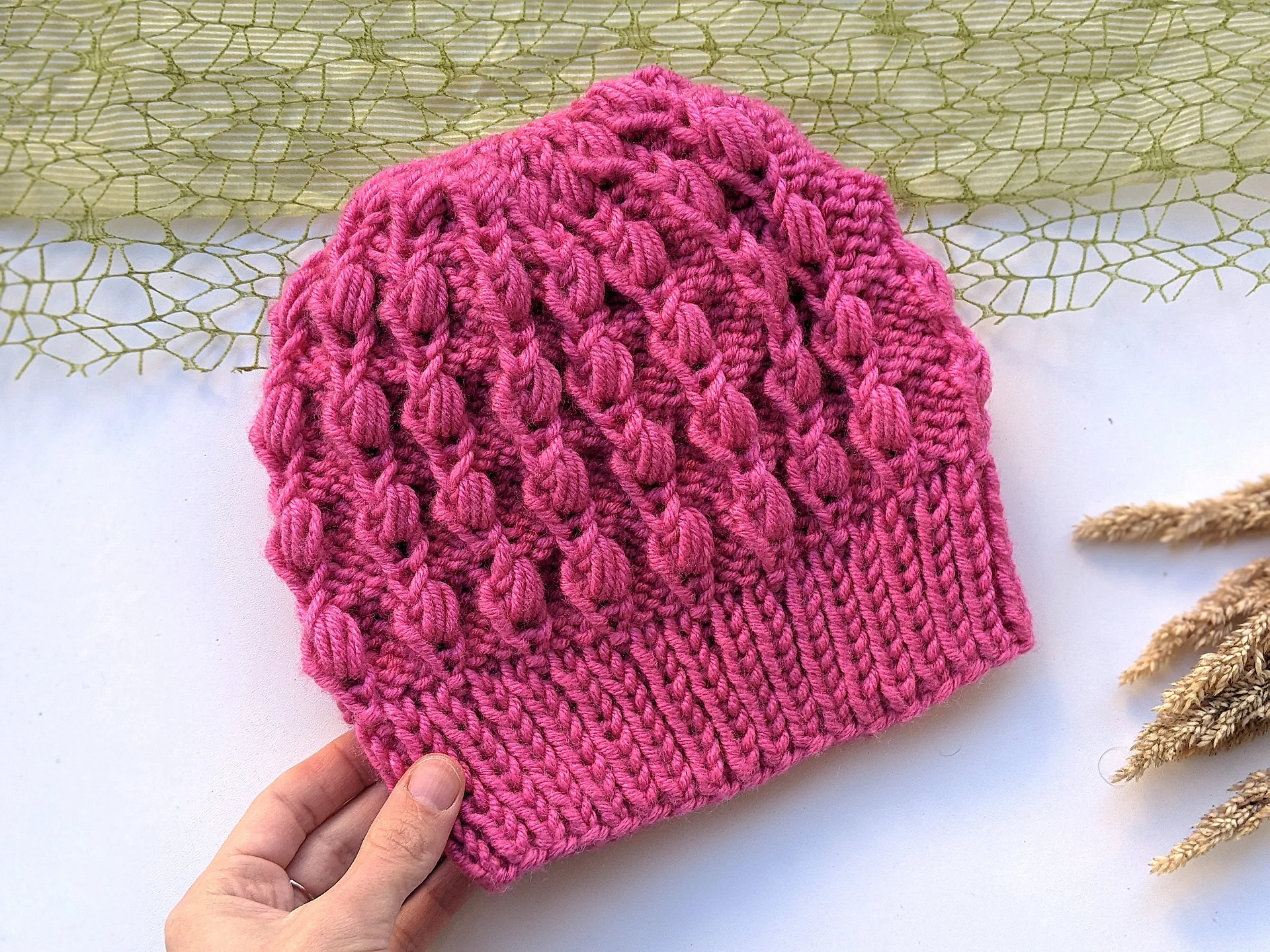 Fiore Knit Hat Pattern (Puff Stitch) product image (10)