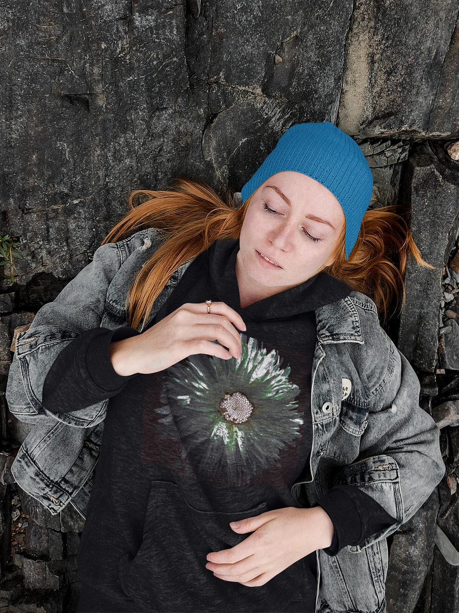 Abstract Distressed Silver Daisy Flower on a Dark Background Women's Classic Hoodie product image (3)