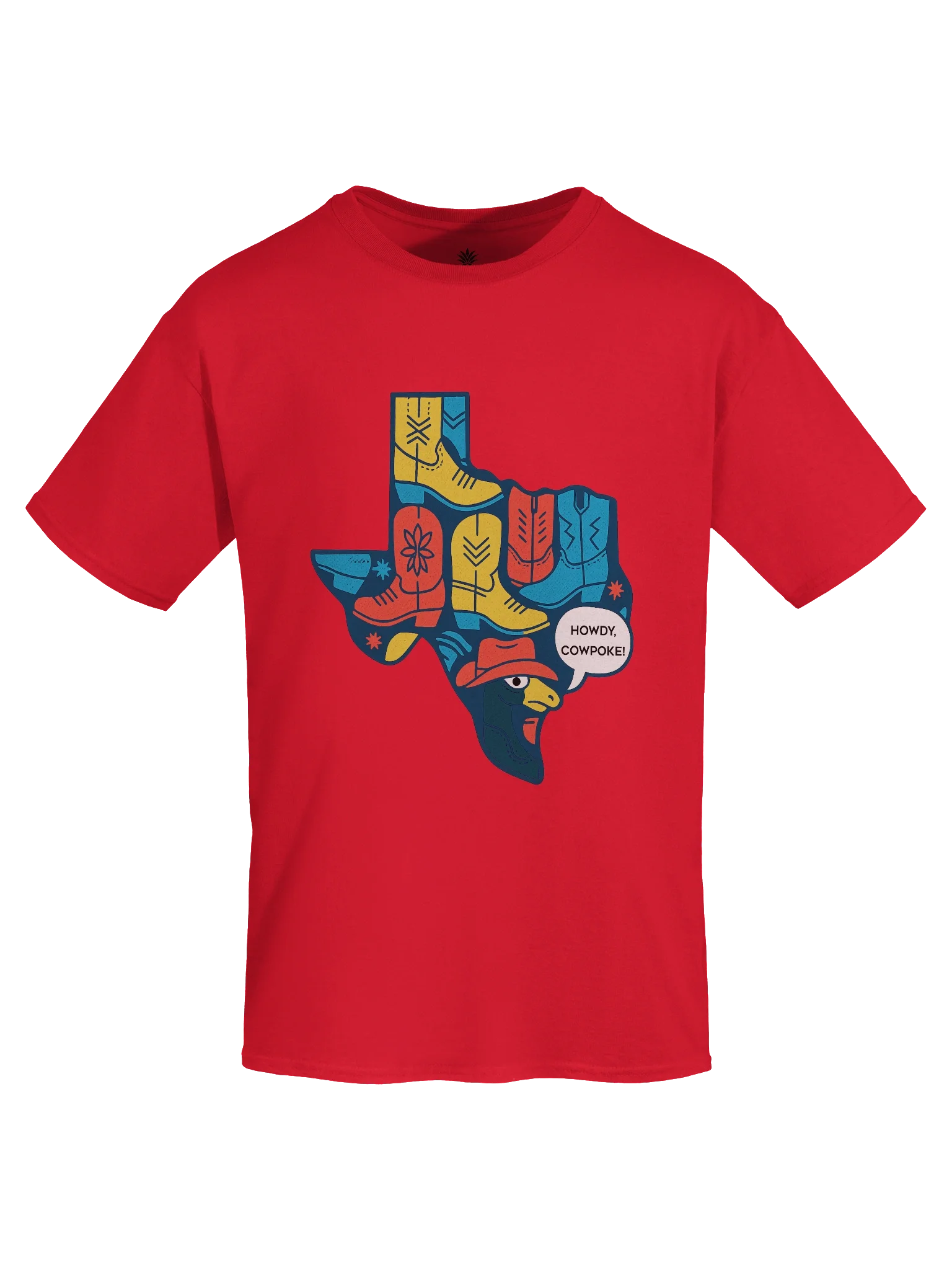 "Howdy, Cowpoke!" Cowboy Hat Duck Texas State Shaped Boxy Fit Unisex T-Shirt product image (62)