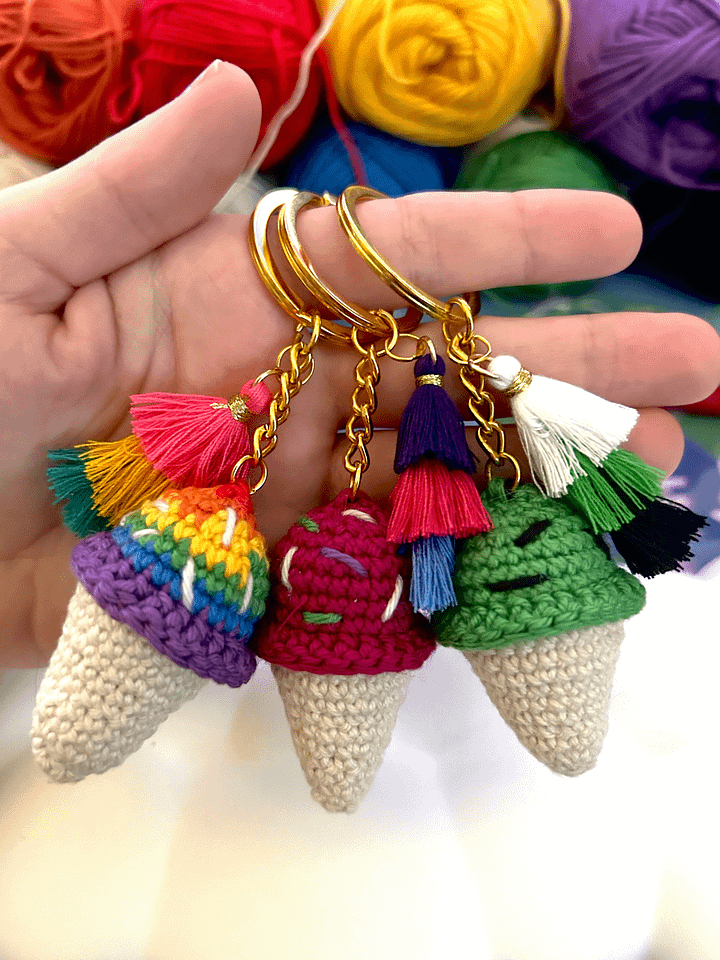 Custom Crochet Ice Cream Cone Keychain product image (1)
