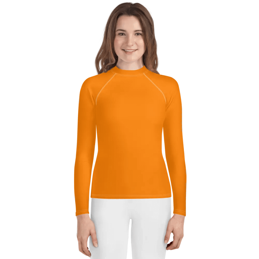 Youth Plain Color Orange Rash Guard product image (1)