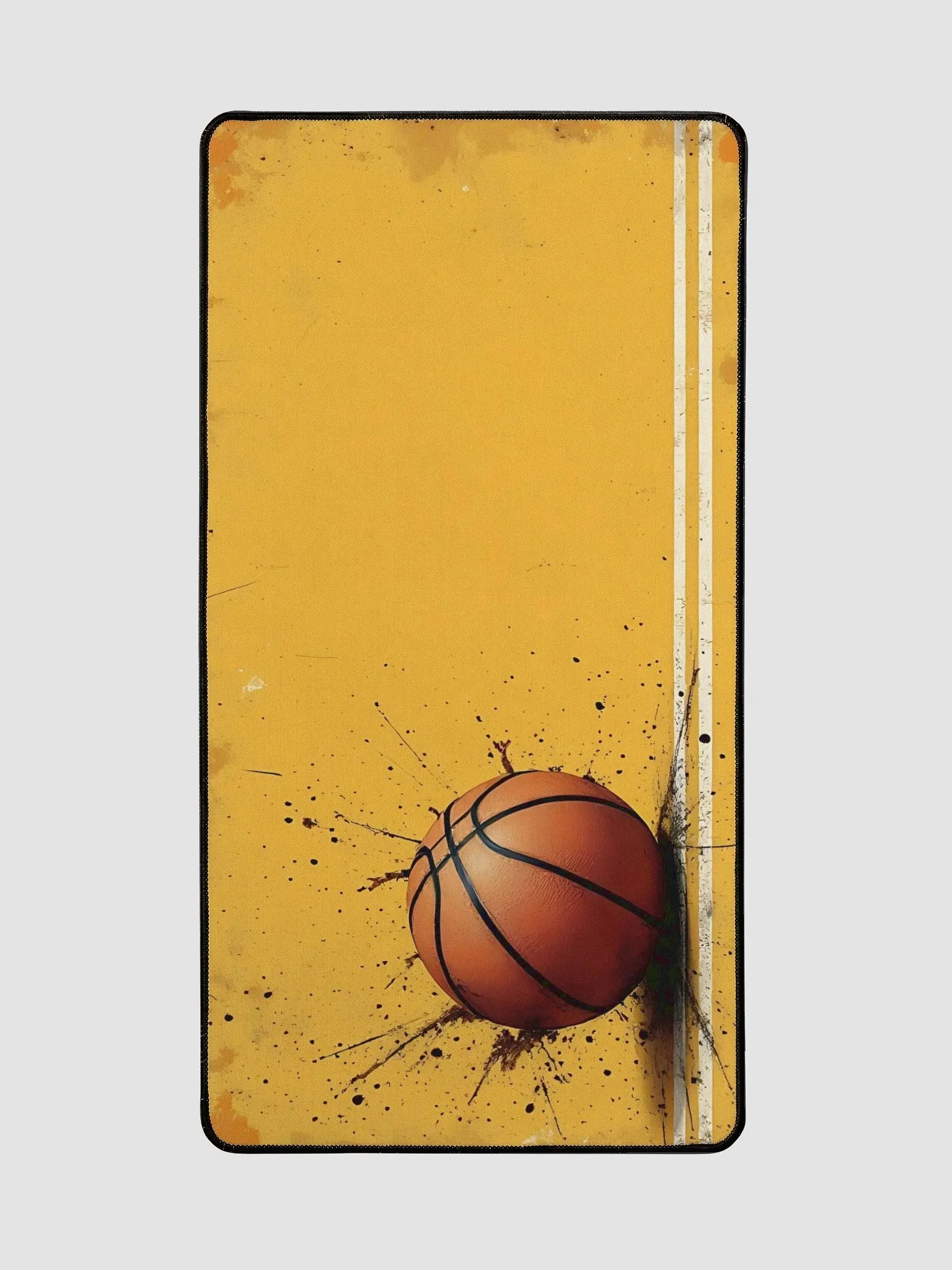 Dynamic Basketball Splatter Desk Mat - Bold Yellow Art product image (2)