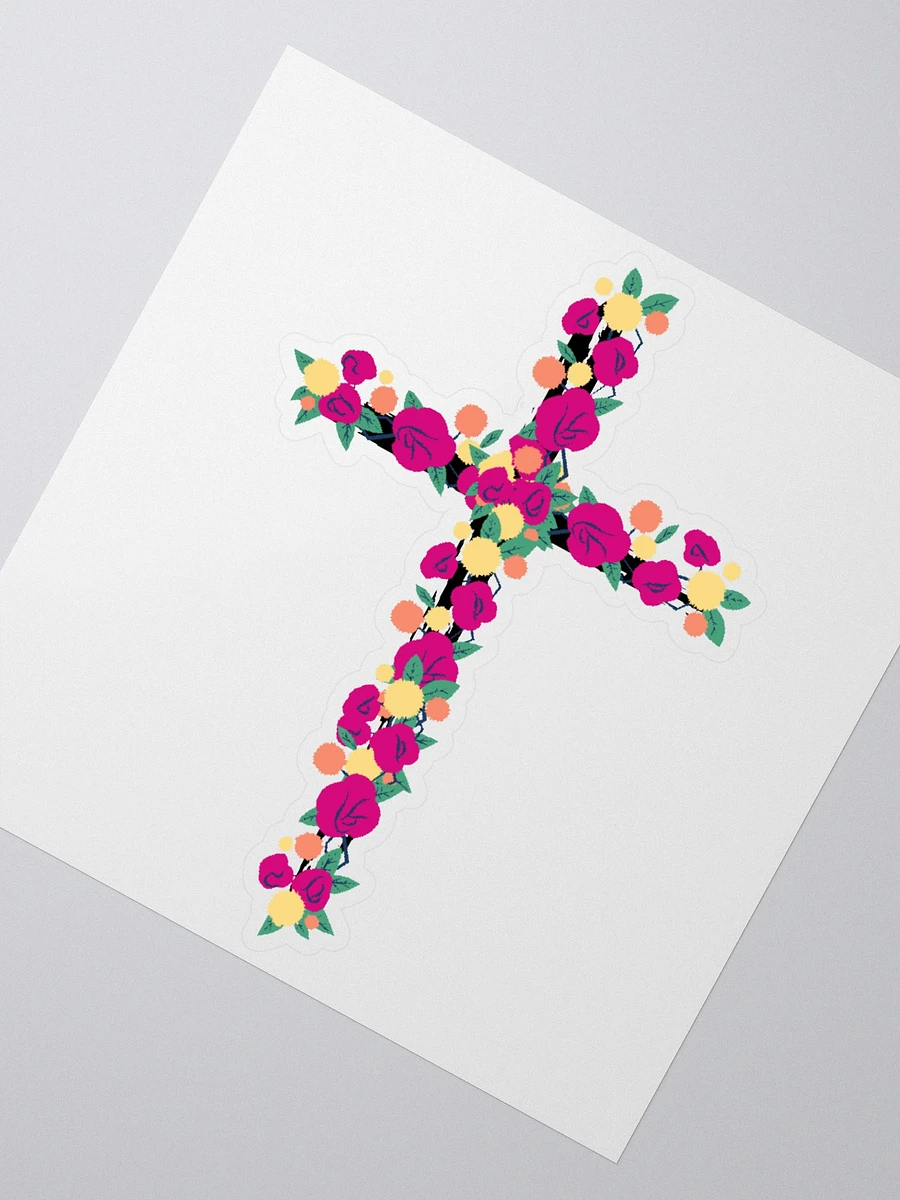 Pink & Yellow Floral Cross Sticker product image (1)