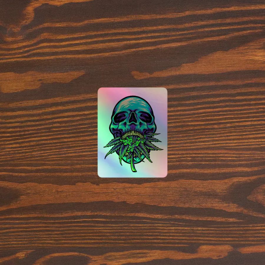 Psychedelic Skull Cannabis Holographic Sticker Sheet product image (5)