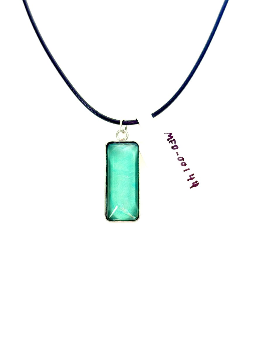 Electric Tide Pendant Necklace | Blue Green | Rectangle Cabochon | Monique Faella Designs™ | MFD-00144 product image (4)