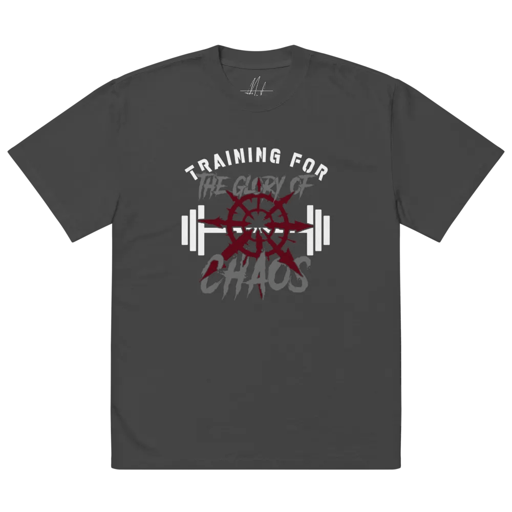 Training for the Glory of Chaos Oversized Unisex Gym T-Shirt | Warhammer 40K Chaos Inspired product image (4)