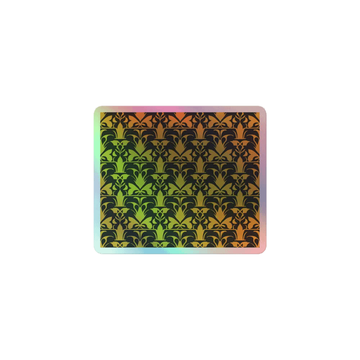 Holographic Floral Damask Sticker - Gold and Black Decal product image (1)