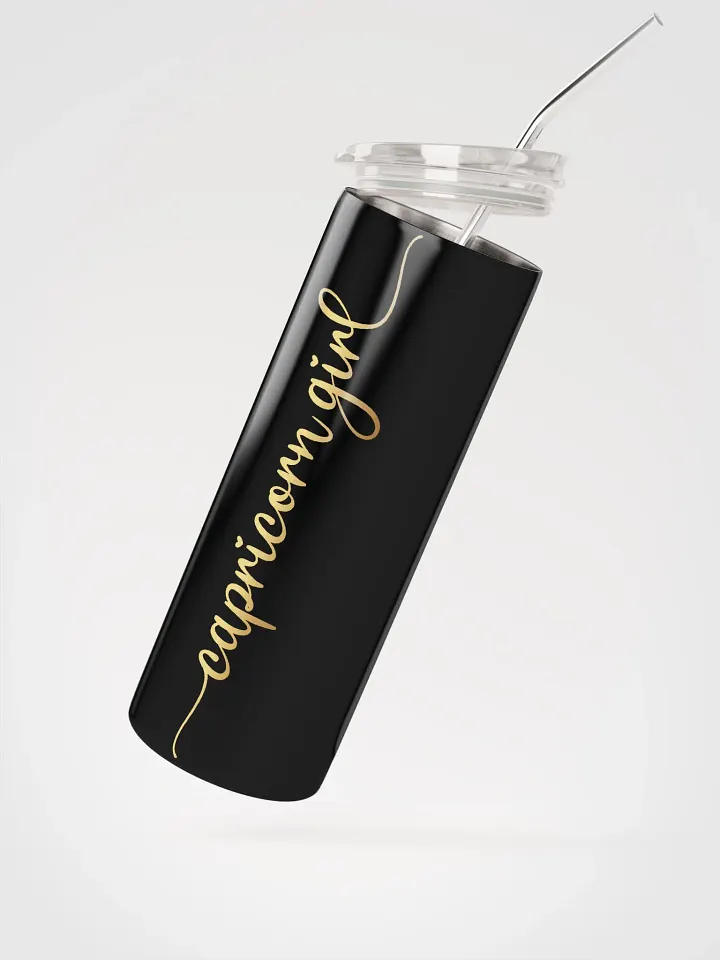 Black Capricorn Stainless Steel Tumbler: Embrace Zodiac Vibes with Capricorn Girl in Gold product image (2)