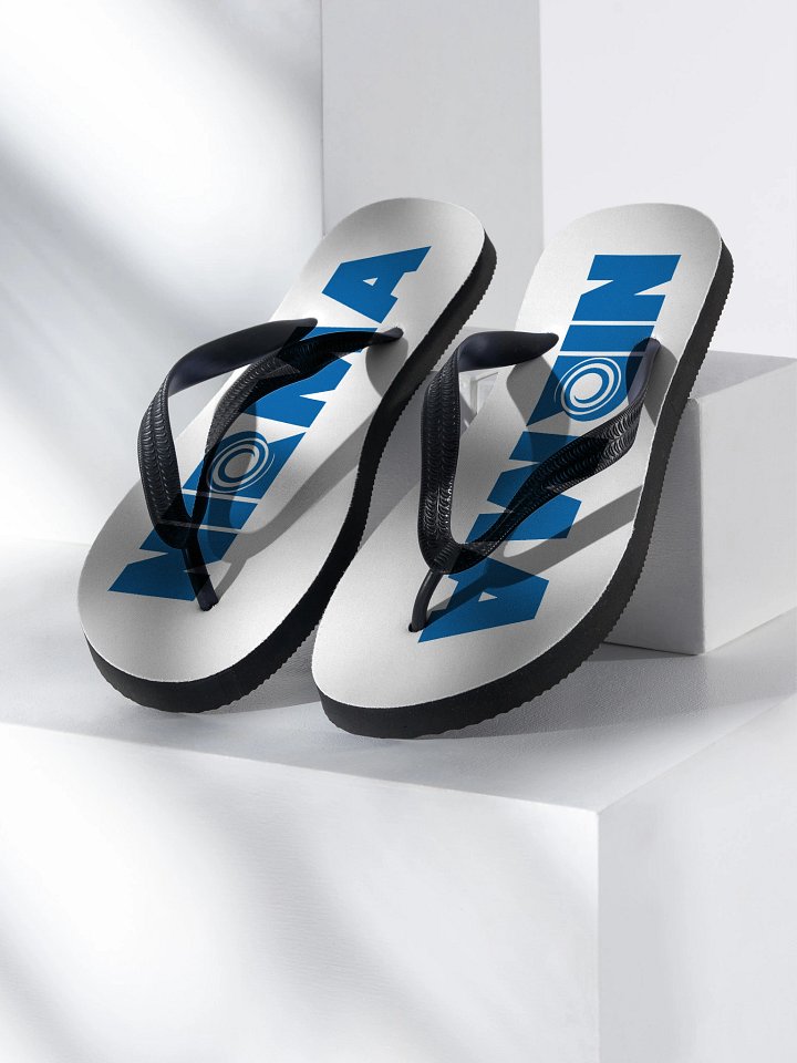 Classic NIRMA Logo Flip-Flops – Blue on White product image (1)