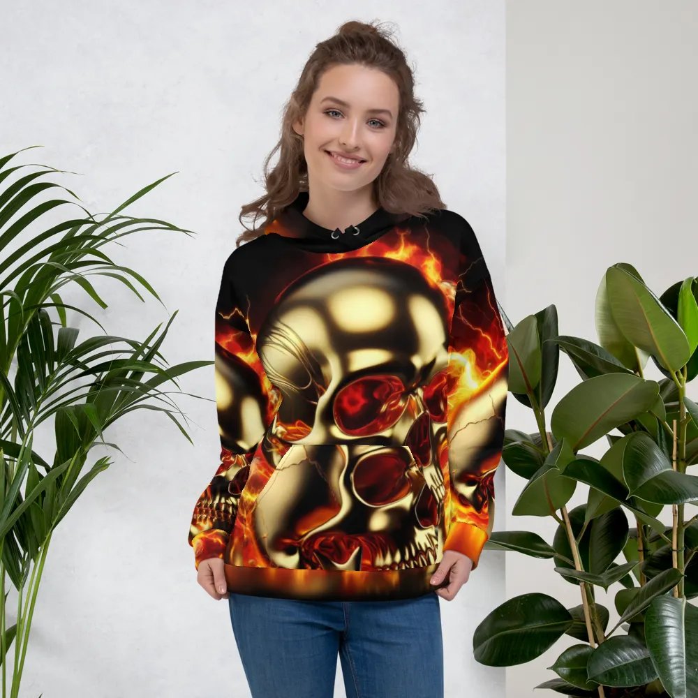 Golden Inferno - Unisex Skull Hoodie #1 product image (5)