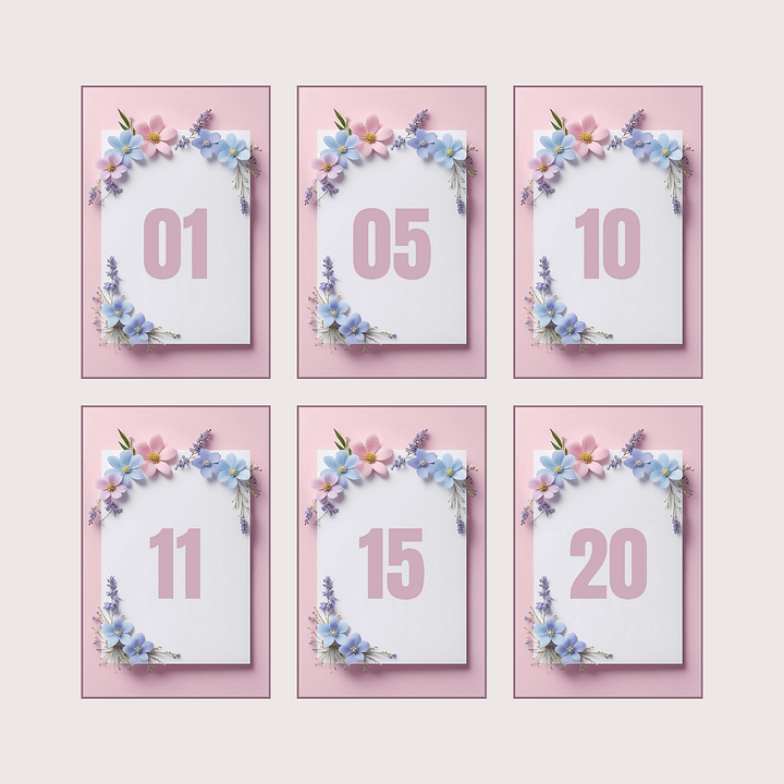 Floral Table Number Card - Dizynai (DTN-14) product image (2)