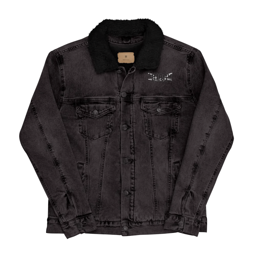 Unisex Sherpa Denim Jacket - Embroidered - Black HApex Gear Black Logo product image (3)