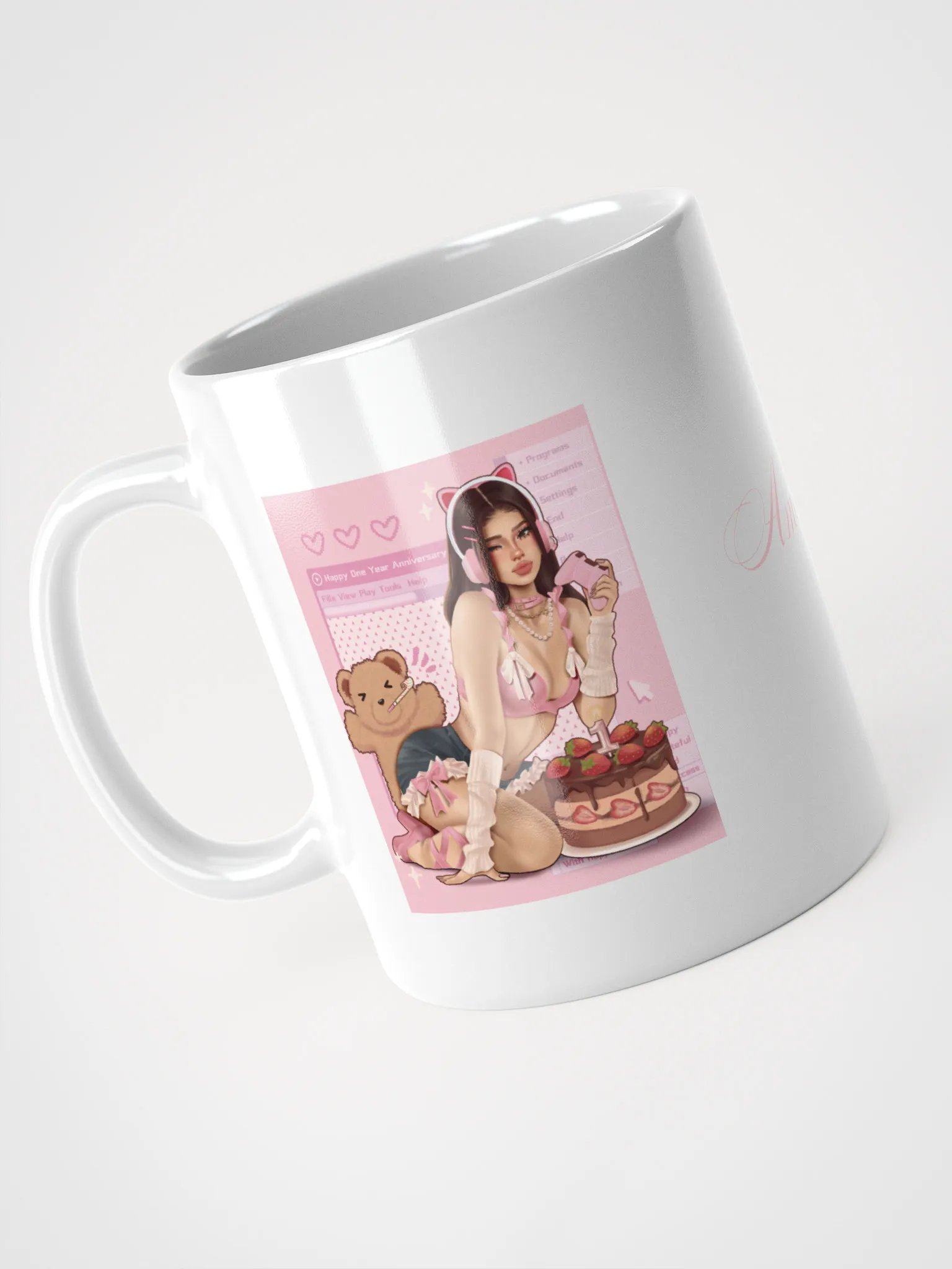 One year anniversary White glossed Mug <3 product image (3)