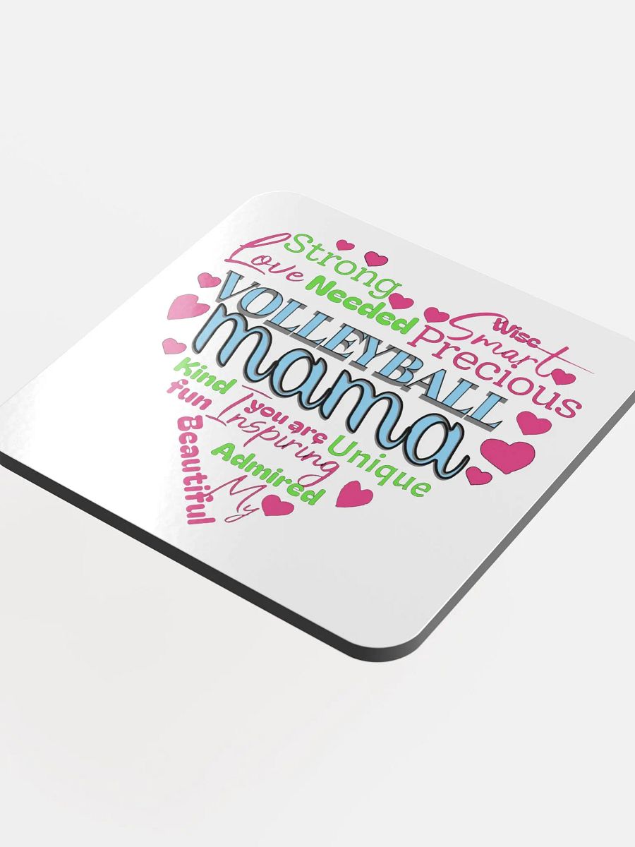 Heart Volleyball Mama Affirmations Cork Coaster product image (4)