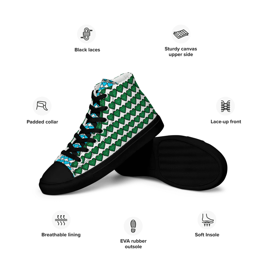 Ninja Teal Heart Women's High Top Canvas Shoes product image (8)